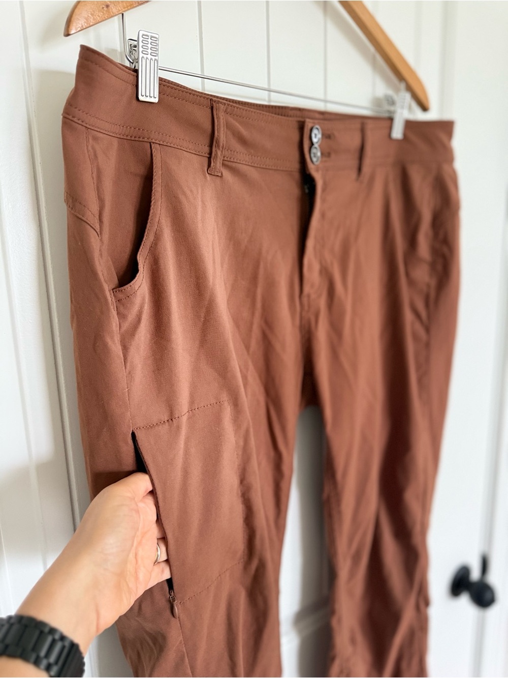 prAna Halle Hiking Pants Brown Stretch Zion Mid-Rise Roll-Up Straight Leg 16 - Picture 7 of 13